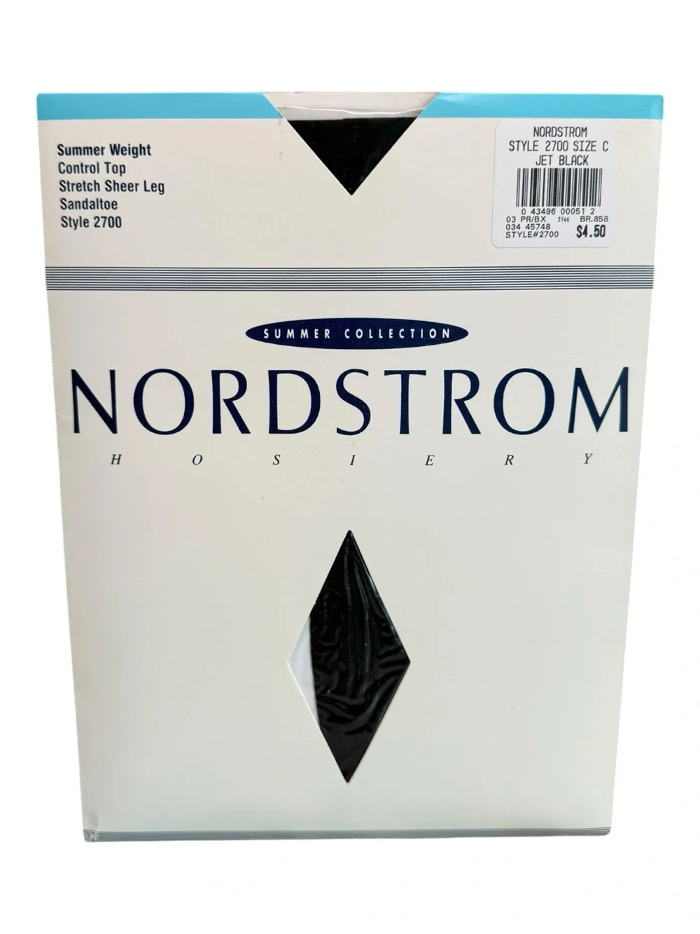Vintage Nordstrom Hosiery Pantyhose Control Top Stretch Sheer 2700 Size C